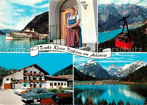 AK / Ansichtskarte Pertisau_Achensee Fahrgastschiff Tante Klare Selbahn Haus Klara Pertisau Achensee