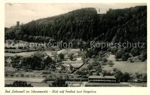 AK / Ansichtskarte Bad_Liebenzell Blick auf Freibad und Burgruine Bad_Liebenzell
