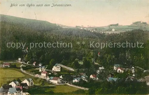 AK / Ansichtskarte Oybin Panorama Blick vom Berg Oybin nach dem Johannisstein Zittauer Gebirge Oybin