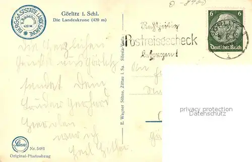 AK / Ansichtskarte Goerlitz_Sachsen Panorama mit Blick zur Landeskrone Wahrzeichen Silesia Karte Nr. 5481 Goerlitz Sachsen