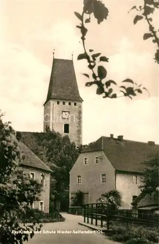 AK / Ansichtskarte Nieder_Seifersdorf Evangelische Kirche und Schule Nieder Seifersdorf