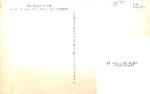 AK / Ansichtskarte Goeggingen_Wuerttemberg Hauskapelle der Hessing schen Heilanstalt Innenansicht Goeggingen Wuerttemberg
