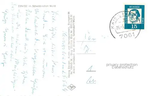 AK / Ansichtskarte Ebnisee Schwaebischer Wald Fliegeraufnahme Ebnisee