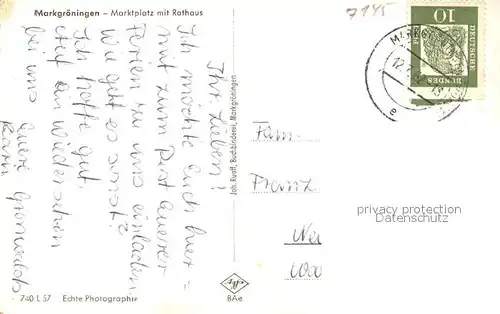 AK / Ansichtskarte Markgroeningen Marktplatz mit Rathaus Altstadt Fachwerkhaus Markgroeningen