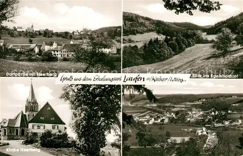 AK / Ansichtskarte Laufen_Sulzbach Laufen Dorfpartie mit Heerberg Kirche Landschaftspanorama Egelsbachtal Laufen_Sulzbach Laufen