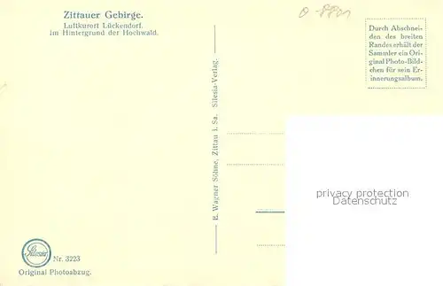 AK / Ansichtskarte Lueckendorf Ortsansicht mit Kirche Luftkurort Hochwald Zittauer Gebirge Silesia Karte Nr. 3223 Lueckendorf