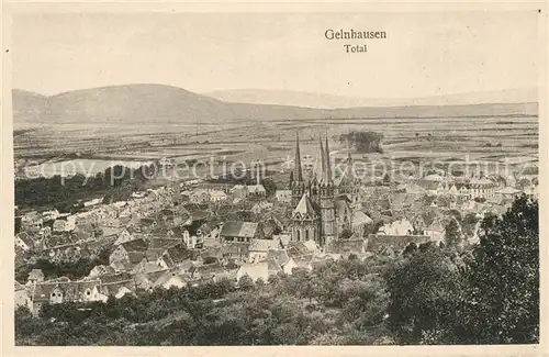 AK / Ansichtskarte Gelnhausen Stadtbild mit Kirche Fernsicht Landschaftspanorama Gelnhausen