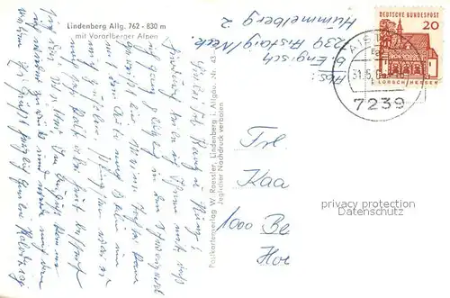 AK / Ansichtskarte Lindenberg_Allgaeu Ortsansicht mit Kirche Vorarlberger Alpen Lindenberg Allgaeu