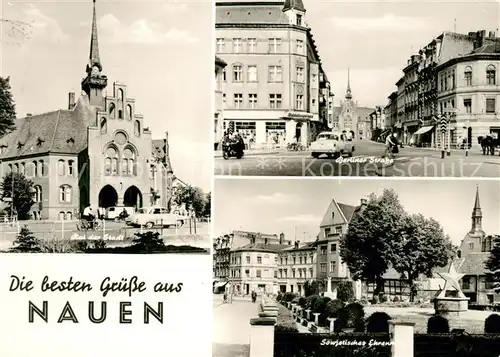 AK / Ansichtskarte Nauen_Havelland Rat der Stadt Berliner Strasse Sowjetisches Ehrenmal Nauen_Havelland