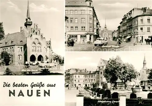 AK / Ansichtskarte Nauen_Havelland Rat der Stadt Berliner Strasse Sowjetisches Ehrenmal Nauen_Havelland