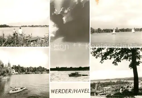 AK / Ansichtskarte Werder_Havel Partie an der Havel Bootfahren Segeln Aussichtspunkt Landschaftspanorama Werder Havel