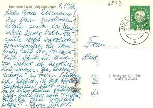 AK / Ansichtskarte Sonthofen_Oberallgaeu Gasthof Loewen Panorama Kirche Sonthofen Oberallgaeu