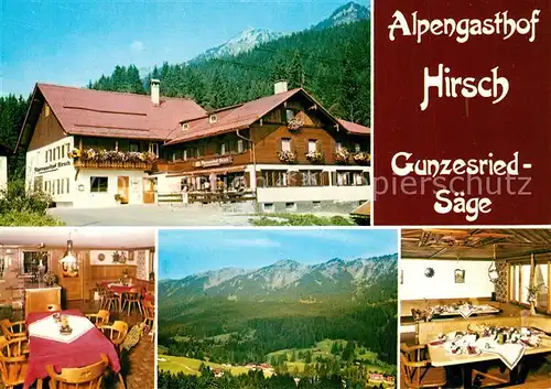 AK / Ansichtskarte Saege_Gunzesried Alpengasthof Hirsch Gastraeume Panorama Saege Gunzesried
