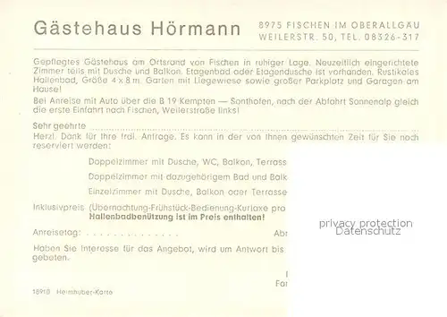 AK / Ansichtskarte Fischen_Allgaeu Gaestehaus Hoermann Gaststube Treppe Hallenbad Gaestezimmer Fischen Allgaeu