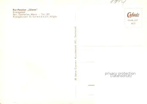 AK / Ansichtskarte Groenenbach_Bad Kurpension Loewen Gastraeume Groenenbach_Bad