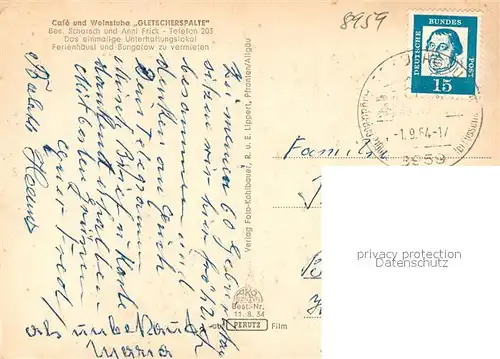 AK / Ansichtskarte Pfronten Cafe und Weinstube Gletscherspalte Pfronten