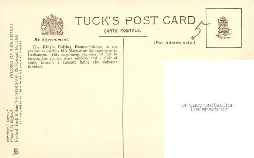 AK / Ansichtskarte Verlag_Tucks Houses of Parliament King s Robing Room  