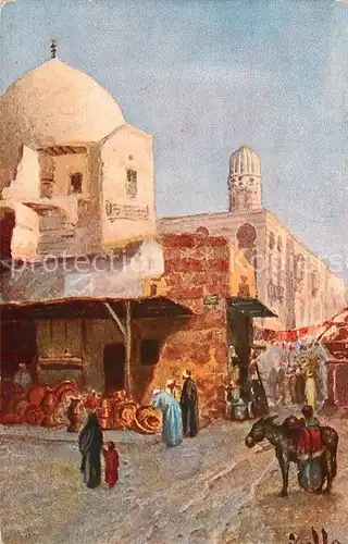 AK / Ansichtskarte Kairo_Caire Basar Altstadt Kuenstlerkarte 