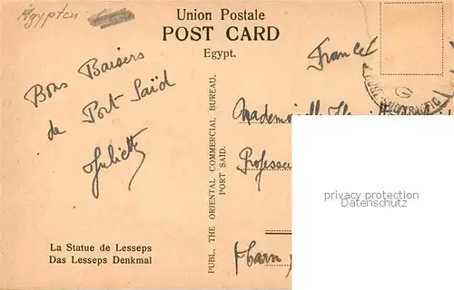 AK / Ansichtskarte Port_Said Denkmal Lesseps Port_Said