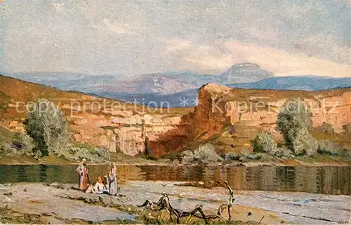 AK / Ansichtskarte Jordan_Israel Heilige Bad Kuenstlerkarte Jordan Israel