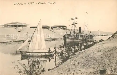 AK / Ansichtskarte Suez Kanal Segelschif Lastschiff Suez