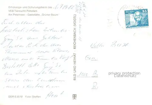 AK / Ansichtskarte Geltow Erholungsheim Schulungsheim des VEB Tierzucht Potsdam Petzinsee Gaststaette Gruener Baum Geltow