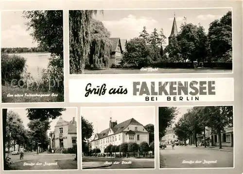 AK / Ansichtskarte Falkensee Alter Falkenhagener See Am Pfuhl Strasse der Jugend Rat der Stadt Falkensee