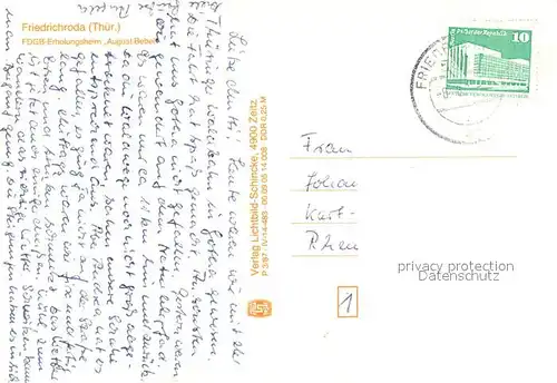 AK / Ansichtskarte Friedrichroda FDGB Erholungsheim August Bebel Friedrichroda