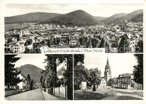 AK / Ansichtskarte Friedrichroda Panorama Luftkurort Strassenpartie Kirche Friedrichroda
