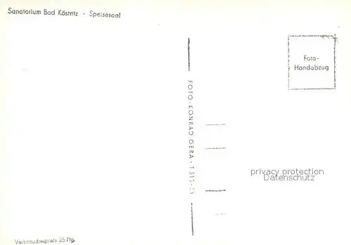 AK / Ansichtskarte Bad_Koestritz Sanatorium Speisesaal Handabzug Bad_Koestritz
