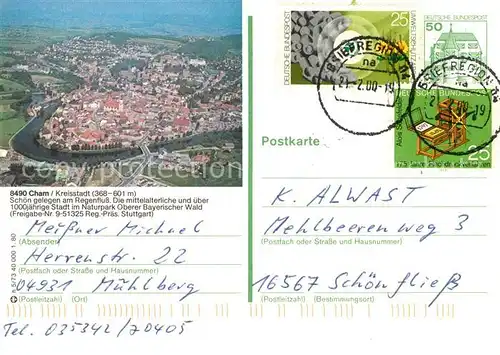 AK / Ansichtskarte Cham_Oberpfalz Fliegeraufnahme Cham Oberpfalz