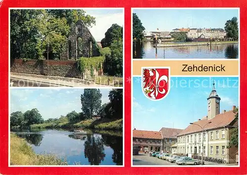 AK / Ansichtskarte Zehdenick Klosterruine Ernst Thaelmann Platz Havel Hafen Vosskanal Markt Wappen Zehdenick