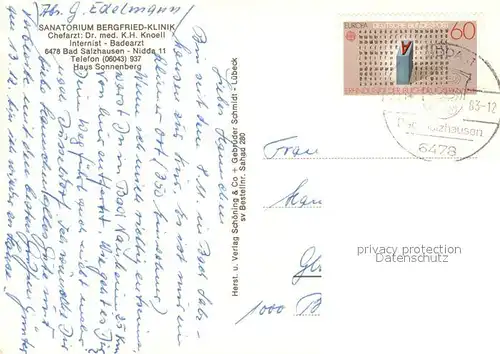 AK / Ansichtskarte Nidda Sanatorium Bergfried Klinik Terrasse Nidda