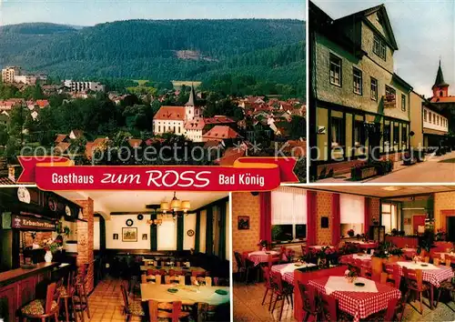 AK / Ansichtskarte Bad_Koenig_Odenwald Gasthaus Pension Zum Ross Restaurant Stadtbild mit Kirche Bad_Koenig_Odenwald