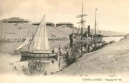 AK / Ansichtskarte Suez Kanal Segelfrachtschiff Suez