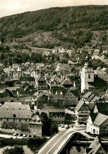 AK / Ansichtskarte Kuenzelsau Stadtpanorama Blick vom Brueckenberg Kocherbruecke Kuenzelsau
