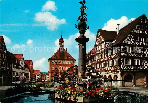 AK / Ansichtskarte Schorndorf_Wuerttemberg Philipp Palm Haus und Rathaus Brunnen Fachwerkhaeuser Schorndorf Wuerttemberg