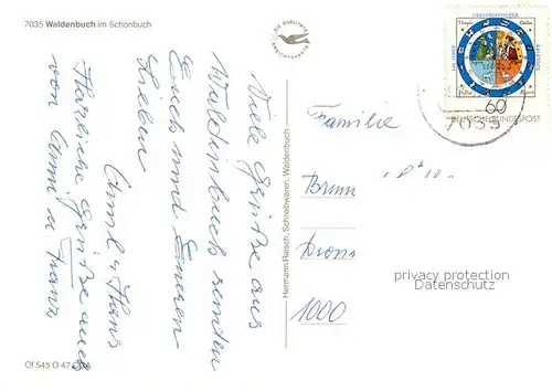 AK / Ansichtskarte Waldenbuch Ortsansicht mit Kirche Waldenbuch