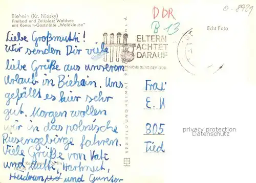 AK / Ansichtskarte Biehain Freibad Zeltplatz Waldsee Konsum Gaststaette Waldklause Biehain