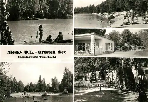 AK / Ansichtskarte See_Niesky Campingplatz Tonschacht Badestrand Bungalows See_Niesky