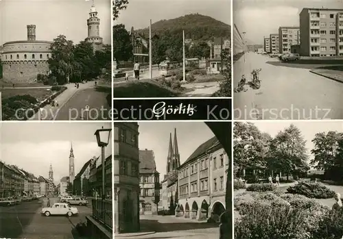 AK / Ansichtskarte Goerlitz_Sachsen Kaisertrutz Reichenbacher Turm Leninplatz Rathaus Moench Landeskrone Markt Lauben Weinhubel Park Friedenshoehe Goerlitz Sachsen