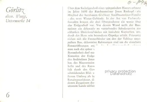 AK / Ansichtskarte Goerlitz_Sachsen Ehemalige Waage Spaetgotisches Haus Historisches Gebaeude Goerlitz Sachsen