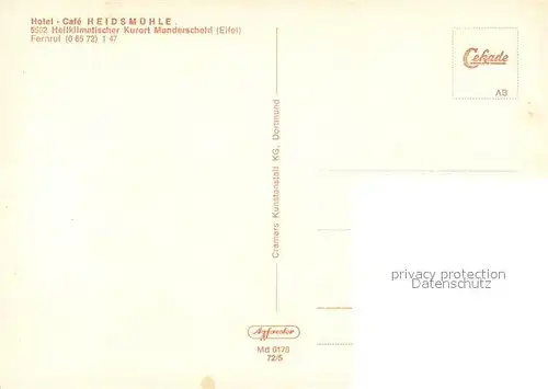 AK / Ansichtskarte Manderscheid_Eifel Hotel Cafe Heidsmuehle Restaurant Gartenterrasse Gartenanlagen Manderscheid Eifel