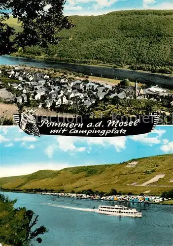 AK / Ansichtskarte Pommern_Mosel mit Campingplatz Moseldampfer Pommern Mosel