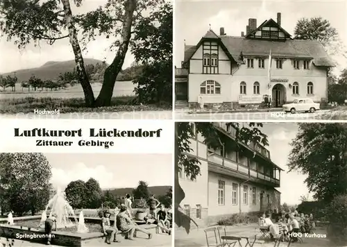 AK / Ansichtskarte Lueckendorf Landschaftspanorama Hochwald Zittauer Gebirge HOG Kurhaus Springbrunnen Lueckendorf