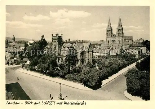 AK / Ansichtskarte Landau_Pfalz Blick auf Schloessl mit Marienkirche Landau Pfalz
