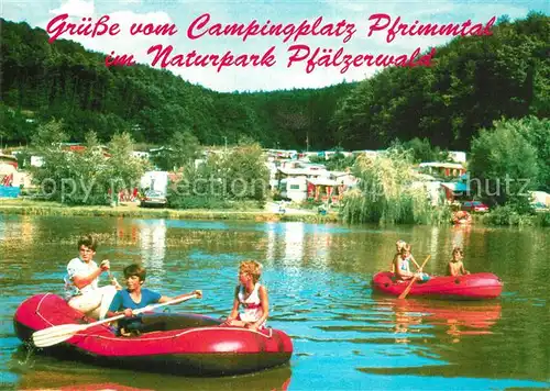 AK / Ansichtskarte Sippersfeld Campingplatz Pfrimmtal Naturpark Pfaelzerwald Schlauchboot Sippersfeld