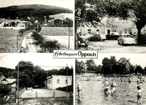 AK / Ansichtskarte Oppach Teilansichten Erholungsort Gaststaette Baude Freibad Handabzug Oppach
