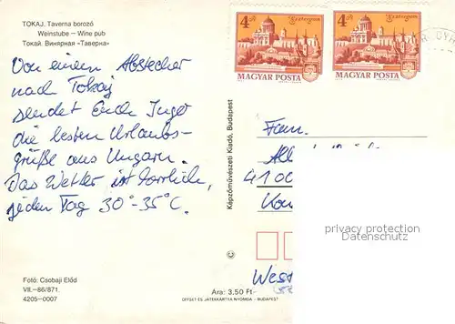 AK / Ansichtskarte Tokaj Taverna borozo Tokaj