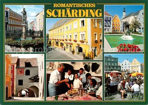 AK / Ansichtskarte Schaerding_Inn Georgsbrunnen Wassertor Hotel Schaerdinger Hof Romantik Club Ritterstuben Herrenhaus Jahrmarkt Schaerding Inn